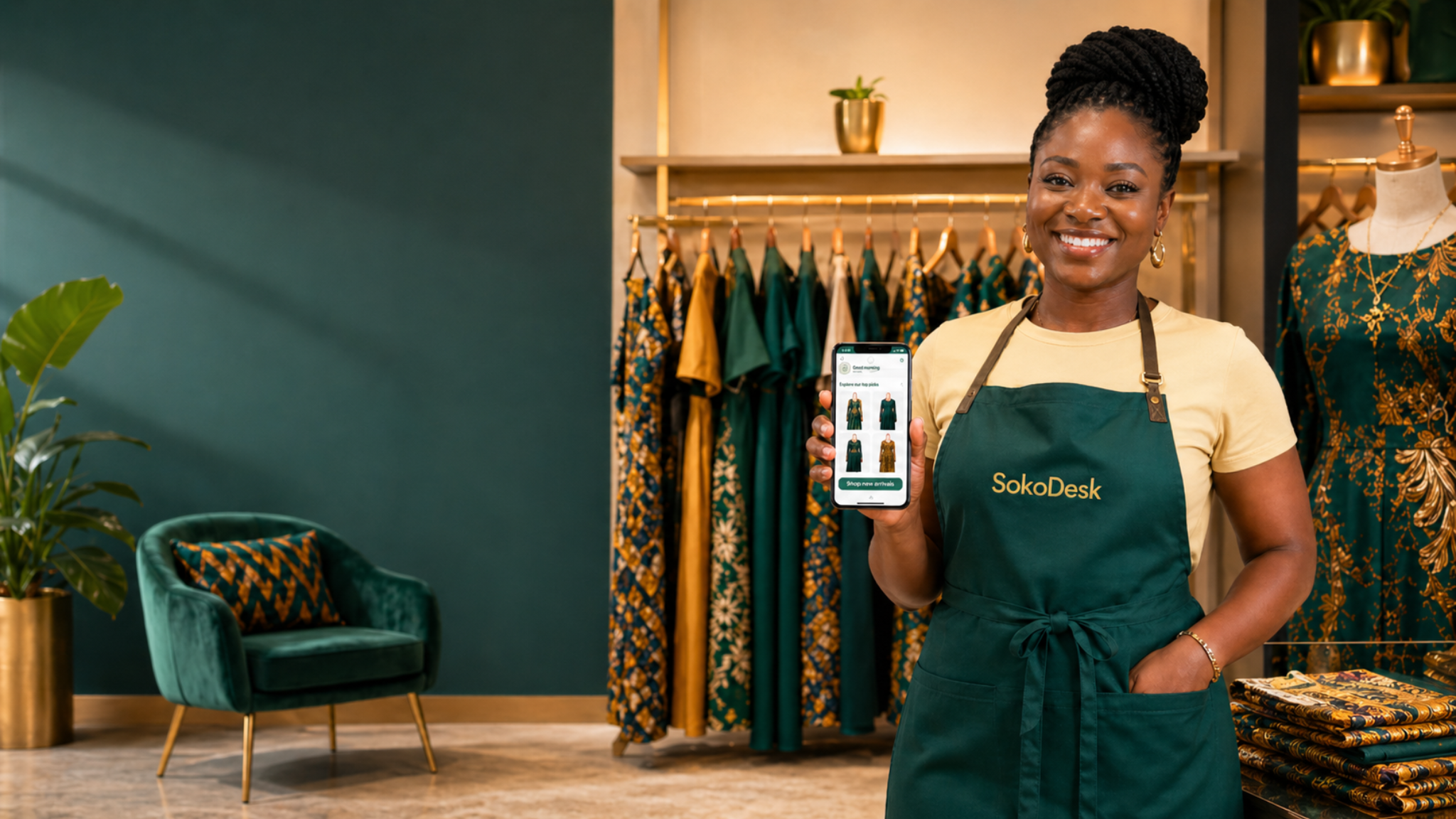 SokoDesk seller managing their online storefront on a mobile phone